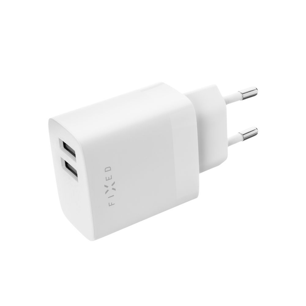 FIXED Dual USB Travel Charger 17W + USB/USB-C Cable White