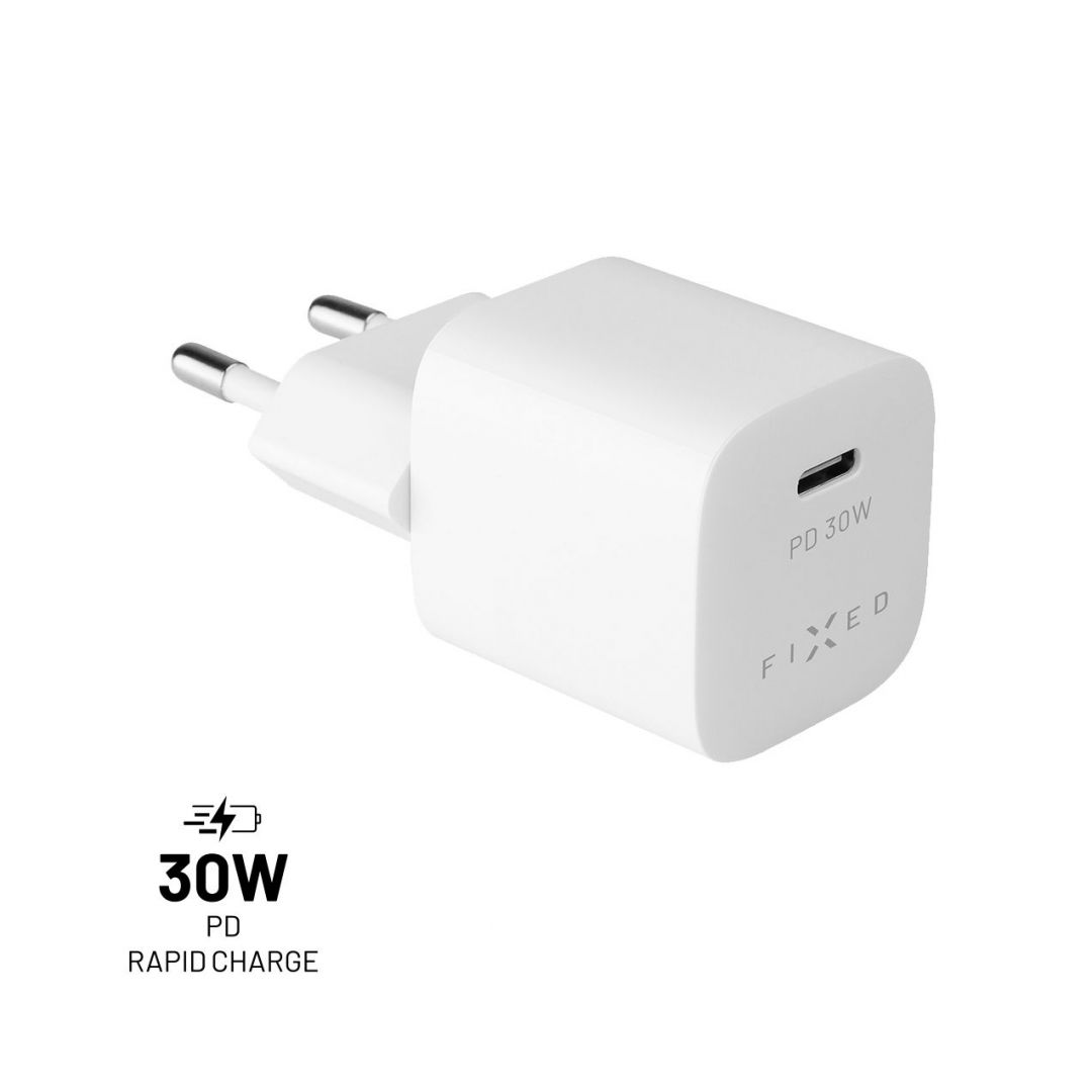 FIXED Mini USB-C Travel Charger 30W, Fehér