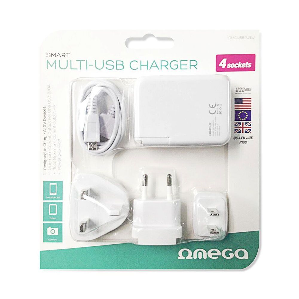 Platinet Omega 4-Port Charger US+EU+UK White