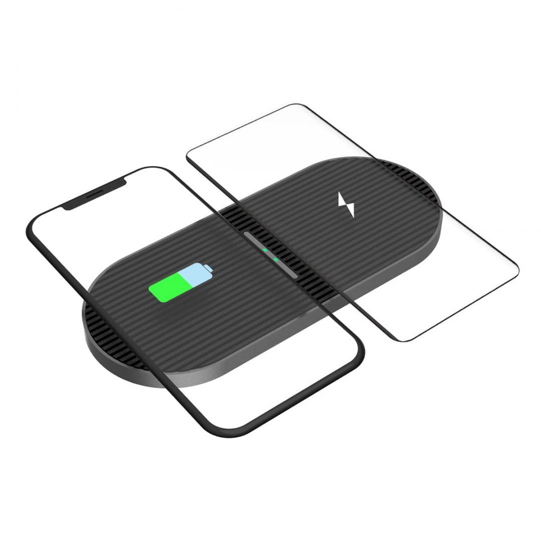 Platinet PWCDB QI Wireless Charger Duo 2x10W Type-C Black