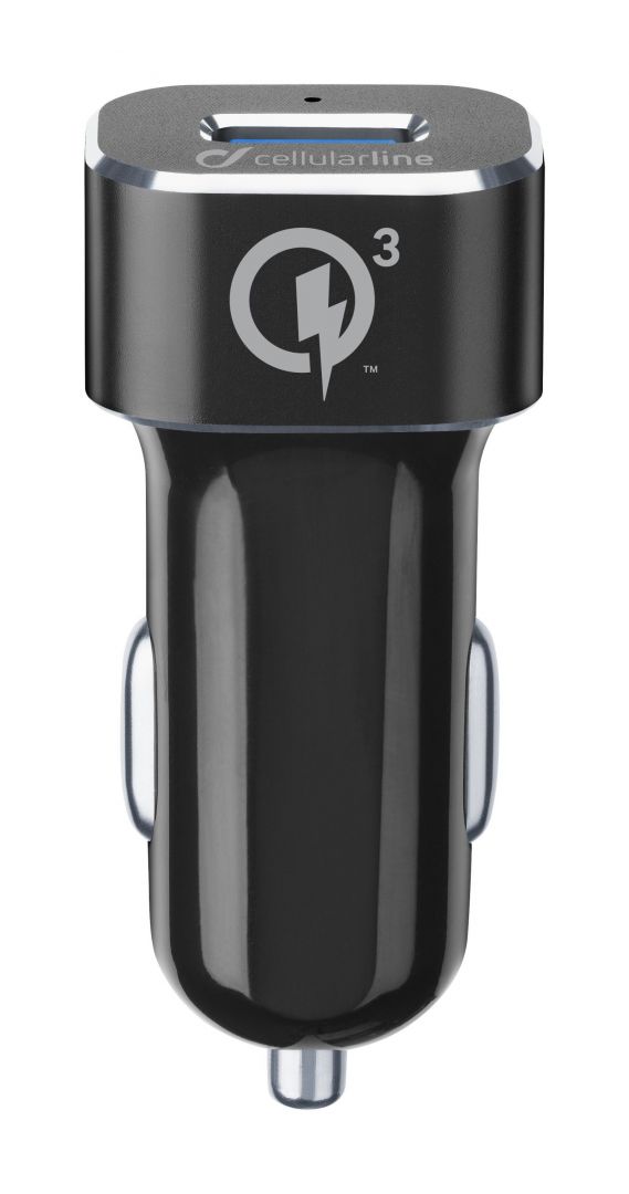 Cellularline Set USB car charger and durable USB-C cable Tetra Force 18W Qualcomm Quick Charge 3.0 Black