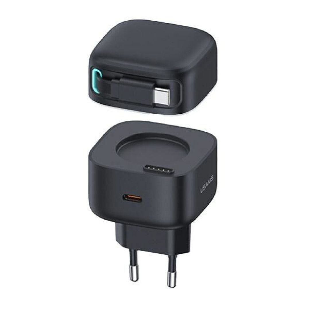 Usams CC202TC01 Hálózati töltő 1xUSB-C aljzattal + USB-C kábel 35W GaN Black