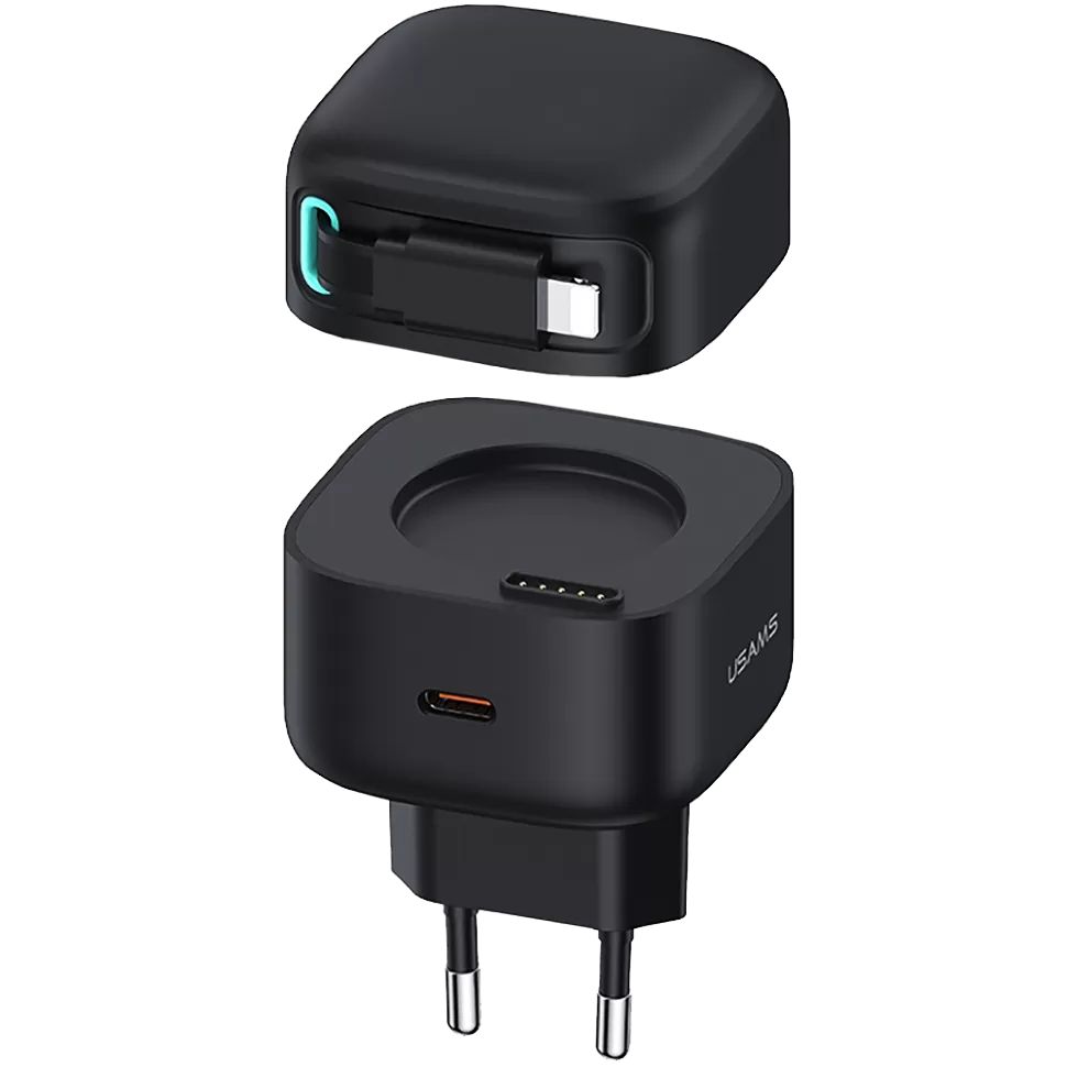 Usams CC209TC01 Hálózati töltő 1xUSB-C aljzattal + Lightning kábel 35W GaN Black