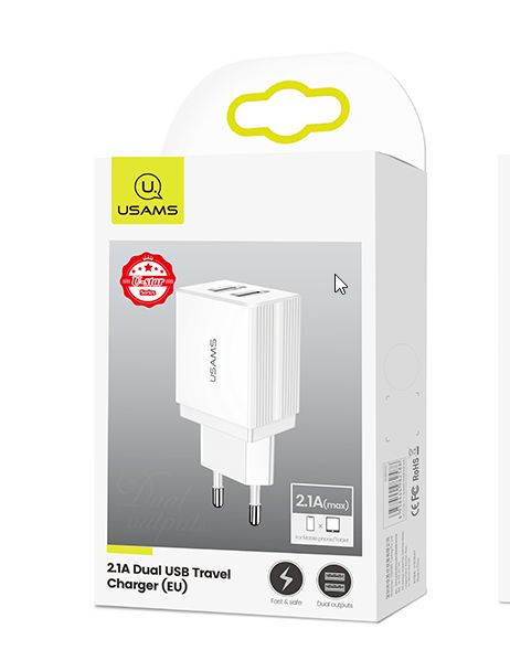 Usams CC090 Dual USB Travel Charger White