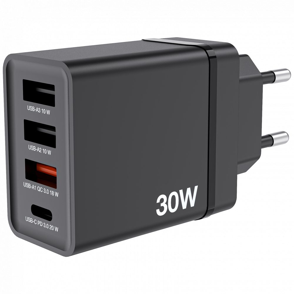 Verbatim 30W 4-Port USB Wall Charger Black