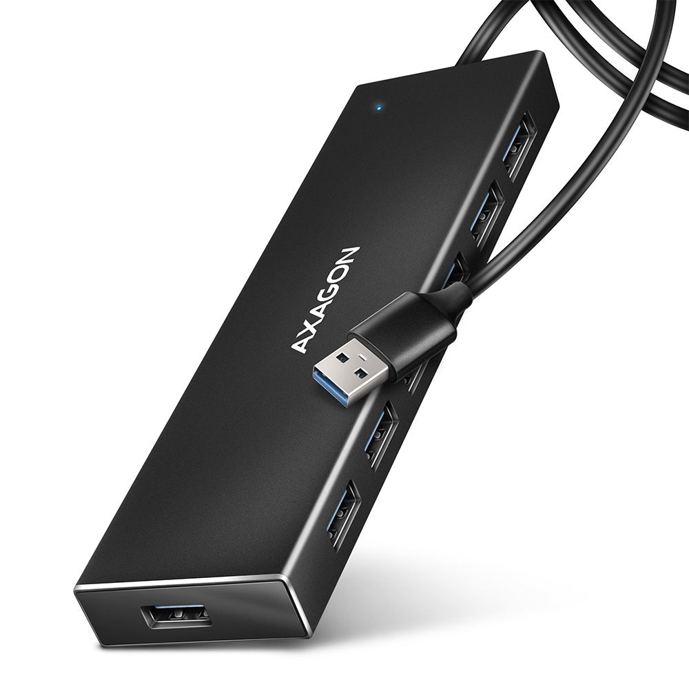 AXAGON HUE-F7A SuperSpeed USB-A FLAT HUB Black