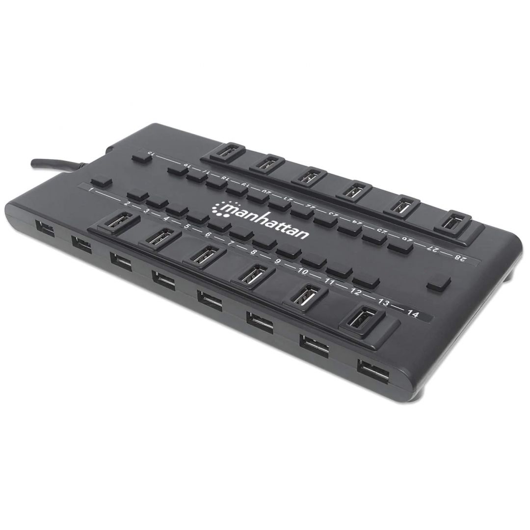 Manhattan MondoHub II 24 USB2.0 port + 4 USB3.0 port Hub Black