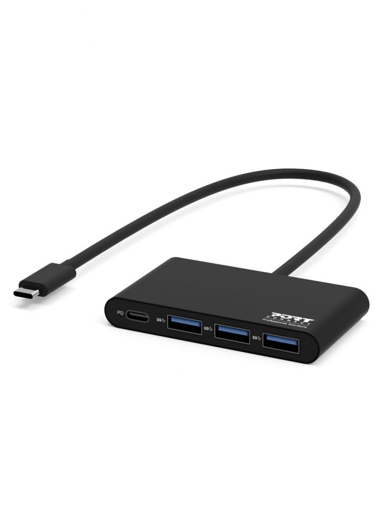 Port Designs Hub Type-C To 3x USB3.0 + Type-C Black