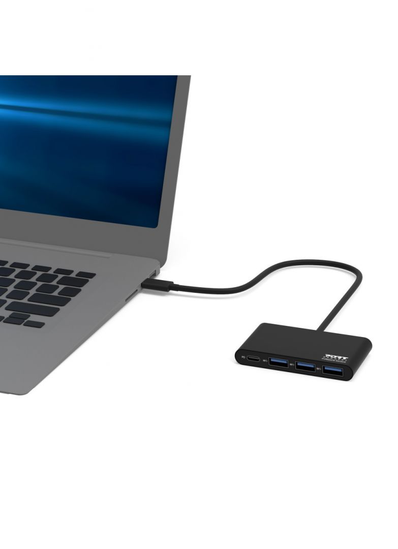 Port Designs Hub Type-C To 3x USB3.0 + Type-C Black