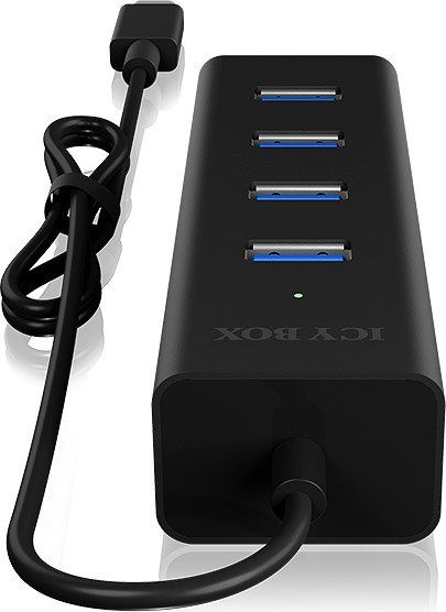Raidsonic IcyBox 4-port Hub with USB Type-C Interface Black