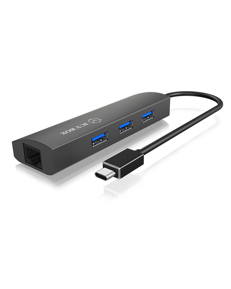 Raidsonic IcyBox IB-HUB1406-C 3-portos USB3.0HUB with LAN Black