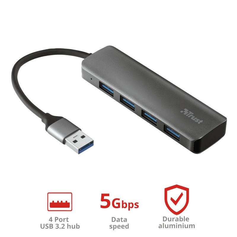 Trust Halyx Aluminium 4-Port USB3.2 Hub