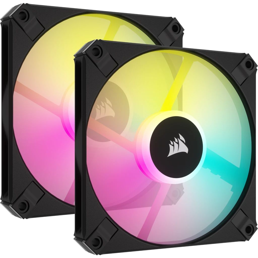 Corsair iCUE AF120 RGB SLIM 120mm PWM Fluid Dynamic Bearing Fan Twin Pack Black