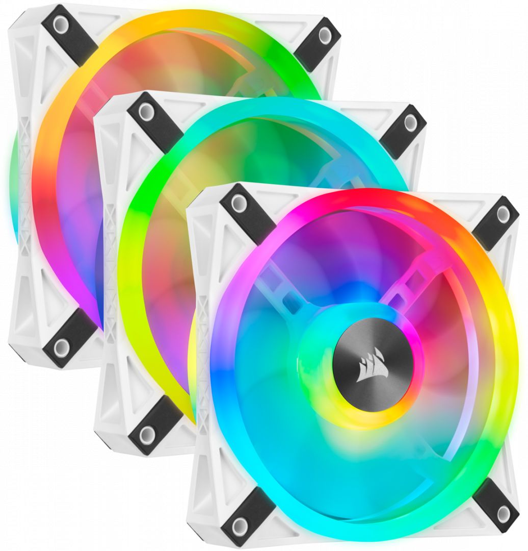 Corsair iCUE QL120 RGB PWM White Triple Fan Kit with Lighting Node