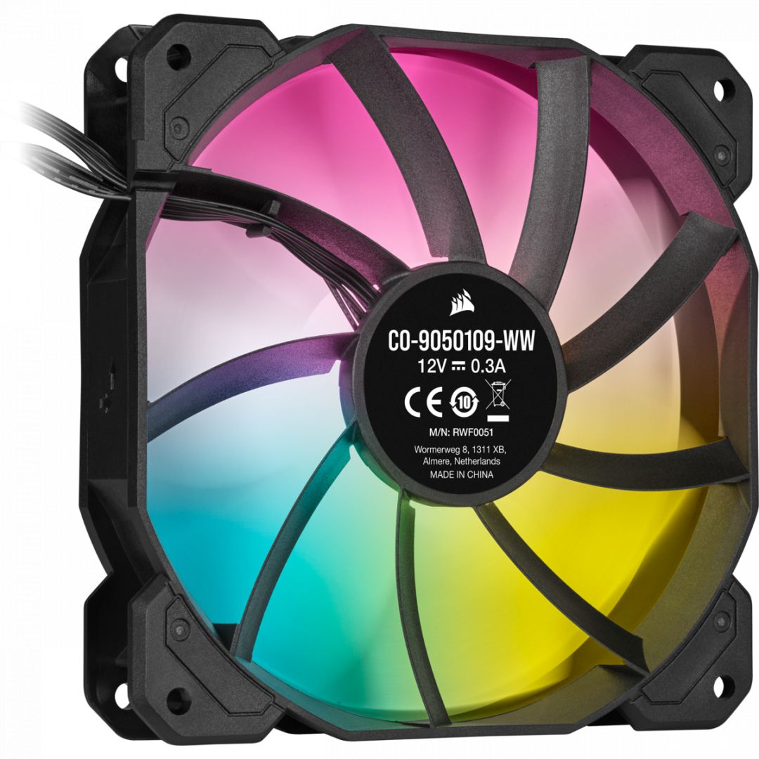 Corsair iCUE SP120 RGB ELITE Performance 120mm PWM Fan Triple Pack with Lighting Node CORE