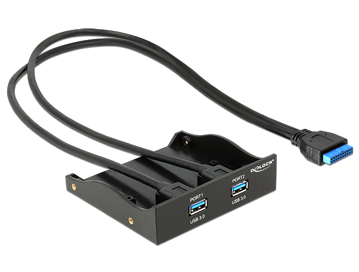 DeLock USB3.0 2-Port with internal 19 pin Frontpanel Black